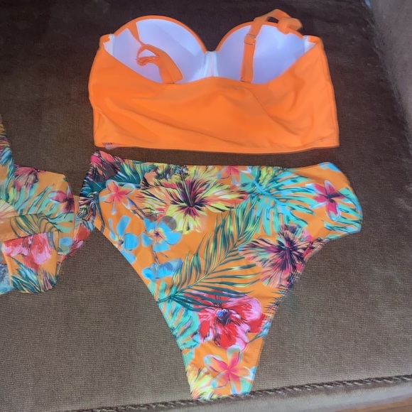 3pc swimsuit longline corset like top w/high hip rise thigh high bottoms&cover - Picture 5 of 5